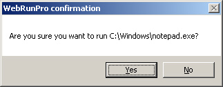 WebRunPro confirmation dialog screenshot